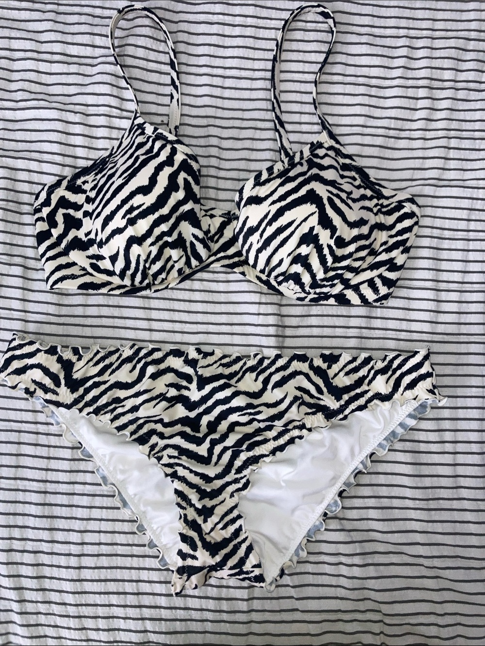 Shade & Shore Black and White Zebra Print Bikini Set